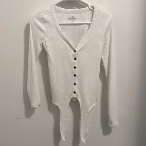 Front tie Ribbed long sleeve
